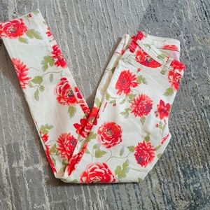 White pants with pink flowers size 8
